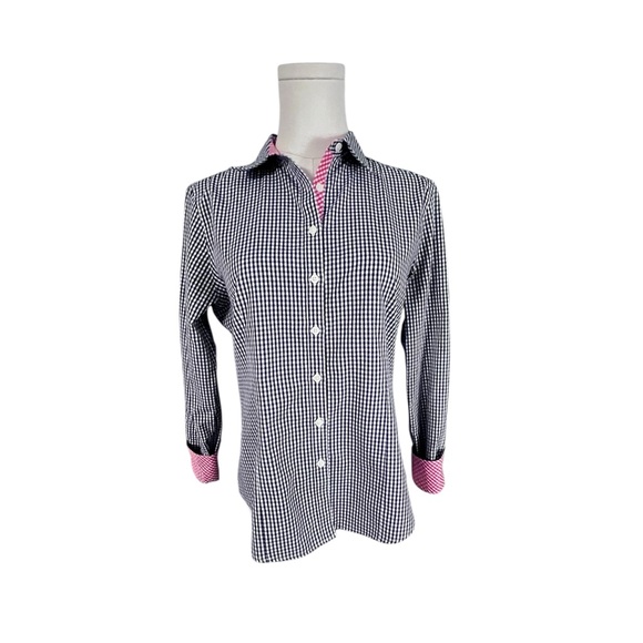 Brooks Brothers Tops - Brooks Brothers Blue and White Checkered Shirt‎ w/Pink Accents Preppy Women’s 8P
